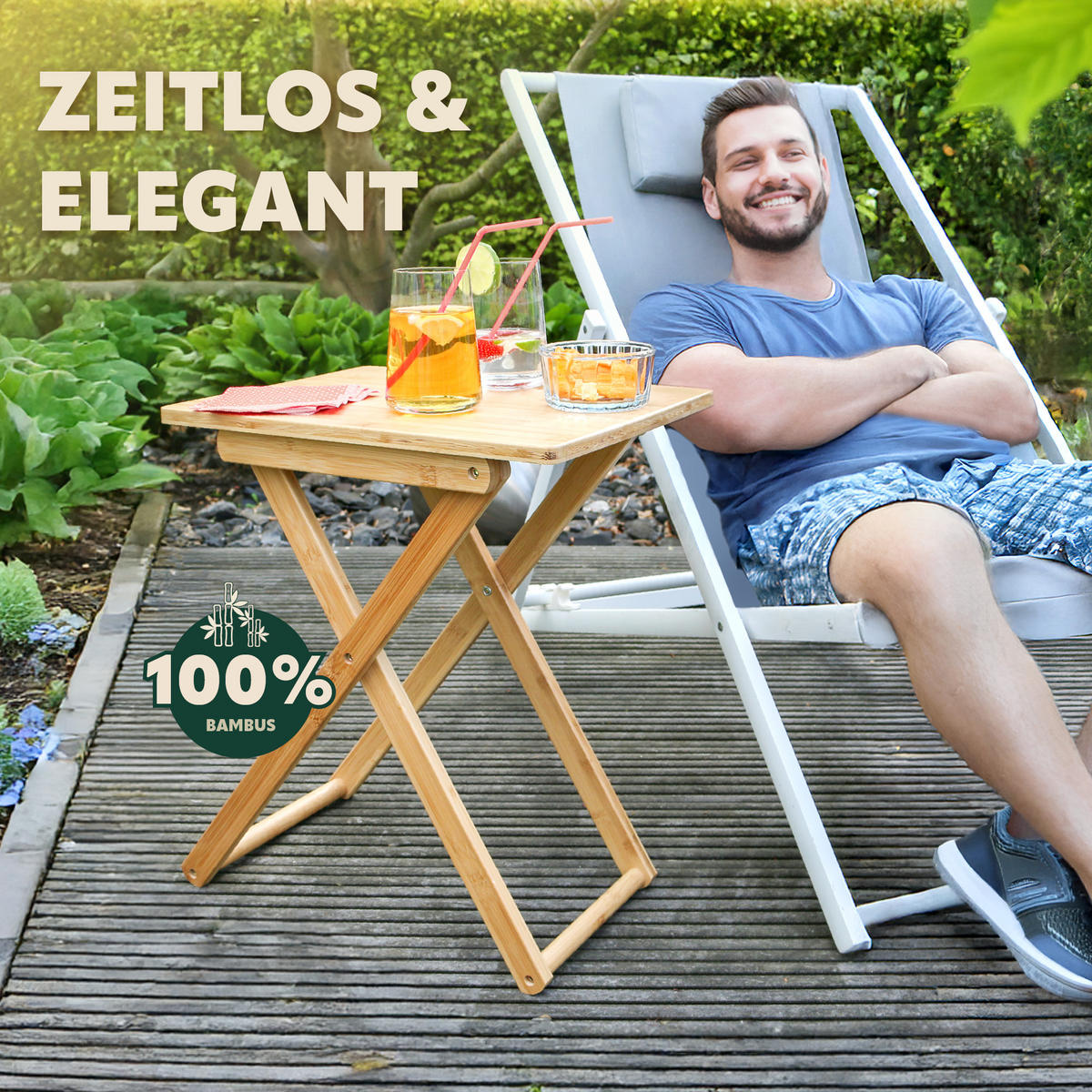 BEISTELLTISCH, Bambus - Hellbraun, Metall (40/31/50cm) - bremermann