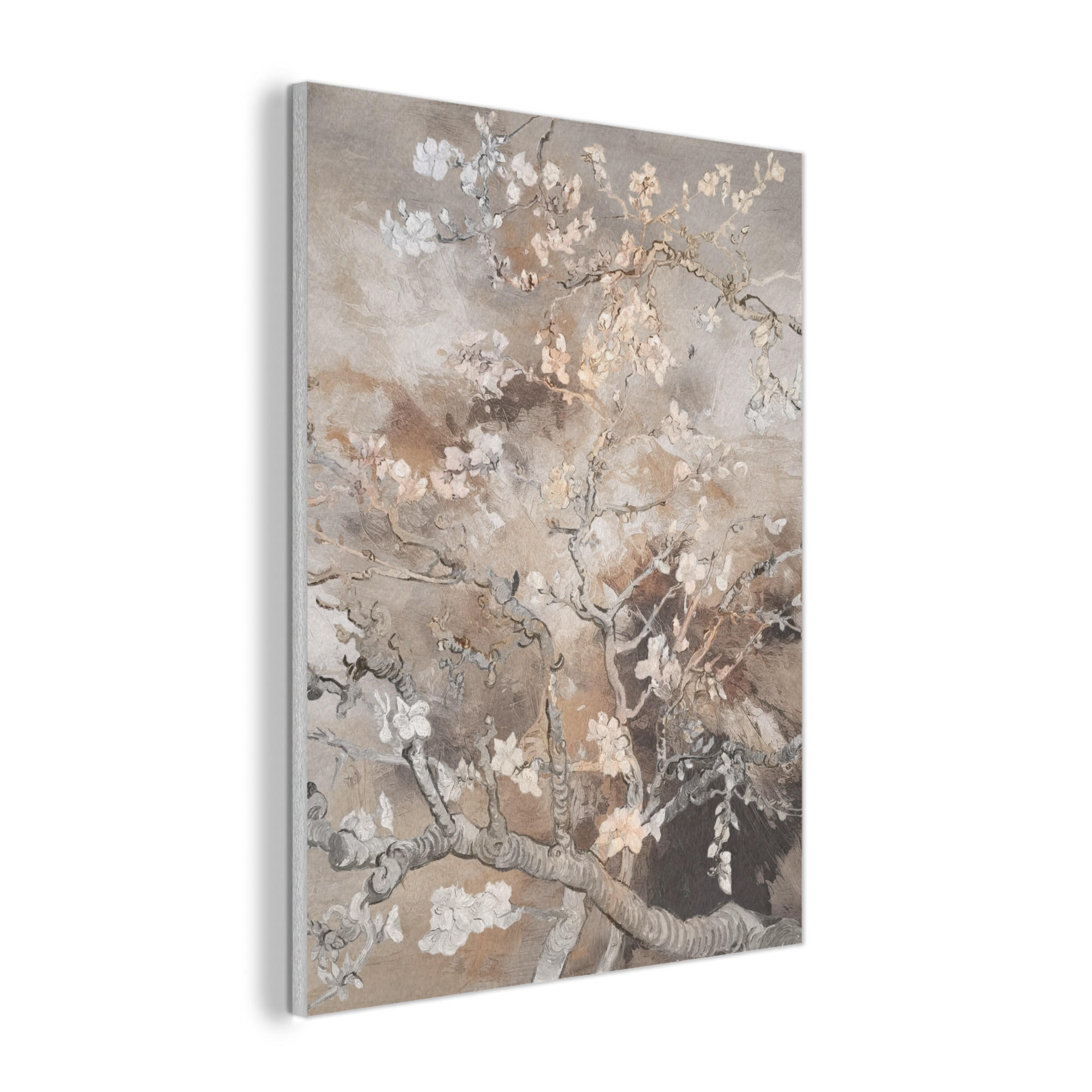 AKUSTIKPANEEL Mandelblüte - Kunst - Van Gogh - Beige - Abstrakt 70x100 cm - Braun, Textil (70/0.9cm) - MuchoWow