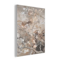 AKUSTIKPANEEL Mandelblüte - Kunst - Van Gogh - Beige - Abstrakt 60x80 cm - Braun, Textil (60/0.9cm) - MuchoWow
