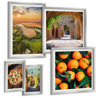 BILDER SET 5er Set - 50x50 cm & 20x30 cm & 40x60 cm Silberner Rahmen - Charmante Straßen mit Steinen - Silberfarben, Kunststoff (40/60cm) - TULUP