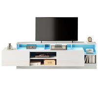 TV-LOWBOARD 190/40/48,5 cm mit 2 Klapptüren und LED-Beleuchtung - Weiß, Holzwerkstoff (190/48.5/40cm) - BEAOK