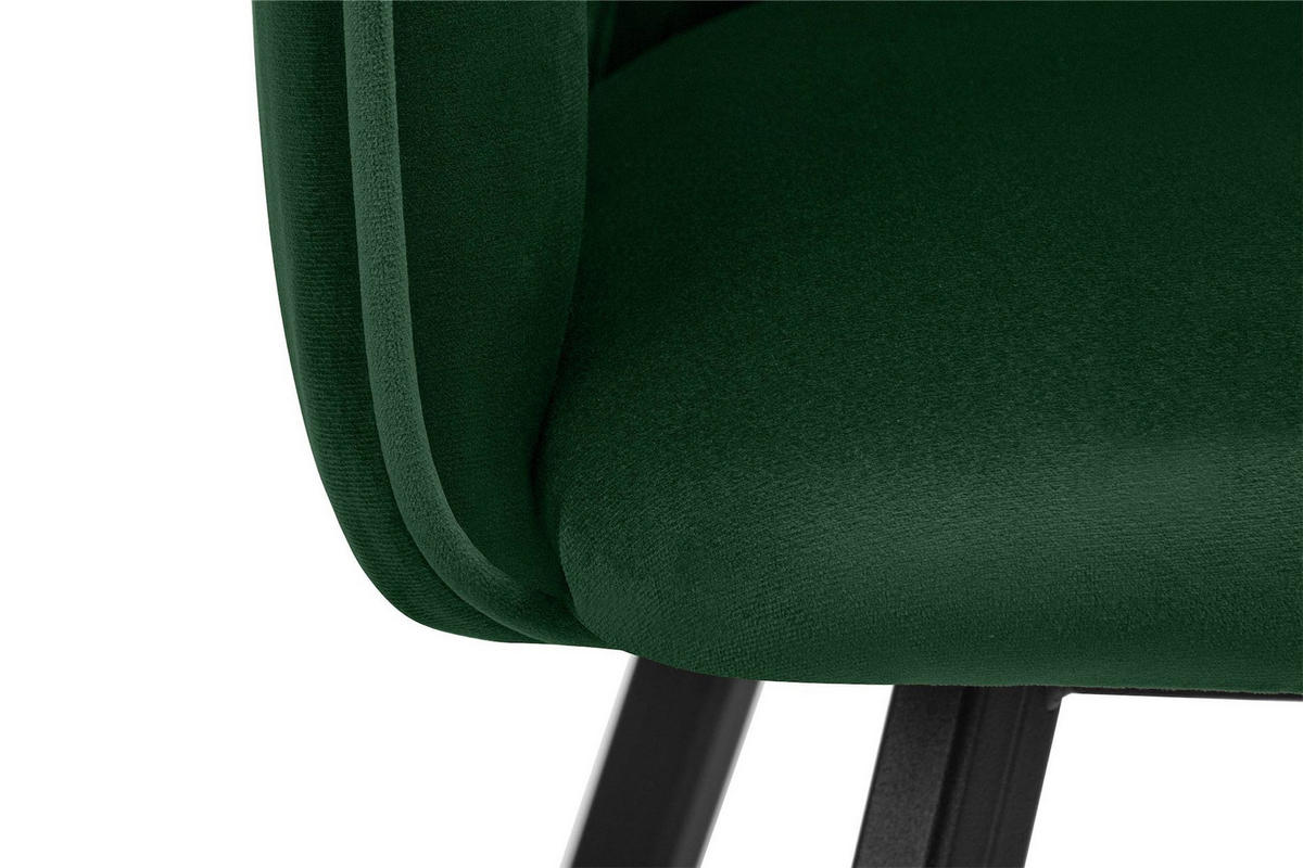 ESSZIMMERSTUHLE PYRUS 2-tlg Velours-Sitz, dunkelgrün - Dunkelgrün/Schwarz, Textil/Metall (56/84/46cm) - KONSIMO®