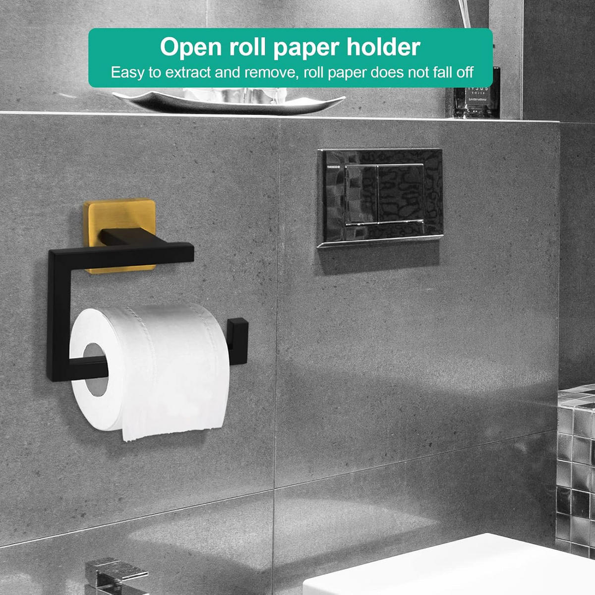 TOILETTENPAPIERHALTER, Toilettenpapierhalter - Schwarz, Metall (7/11/14.5cm) - BELZ
