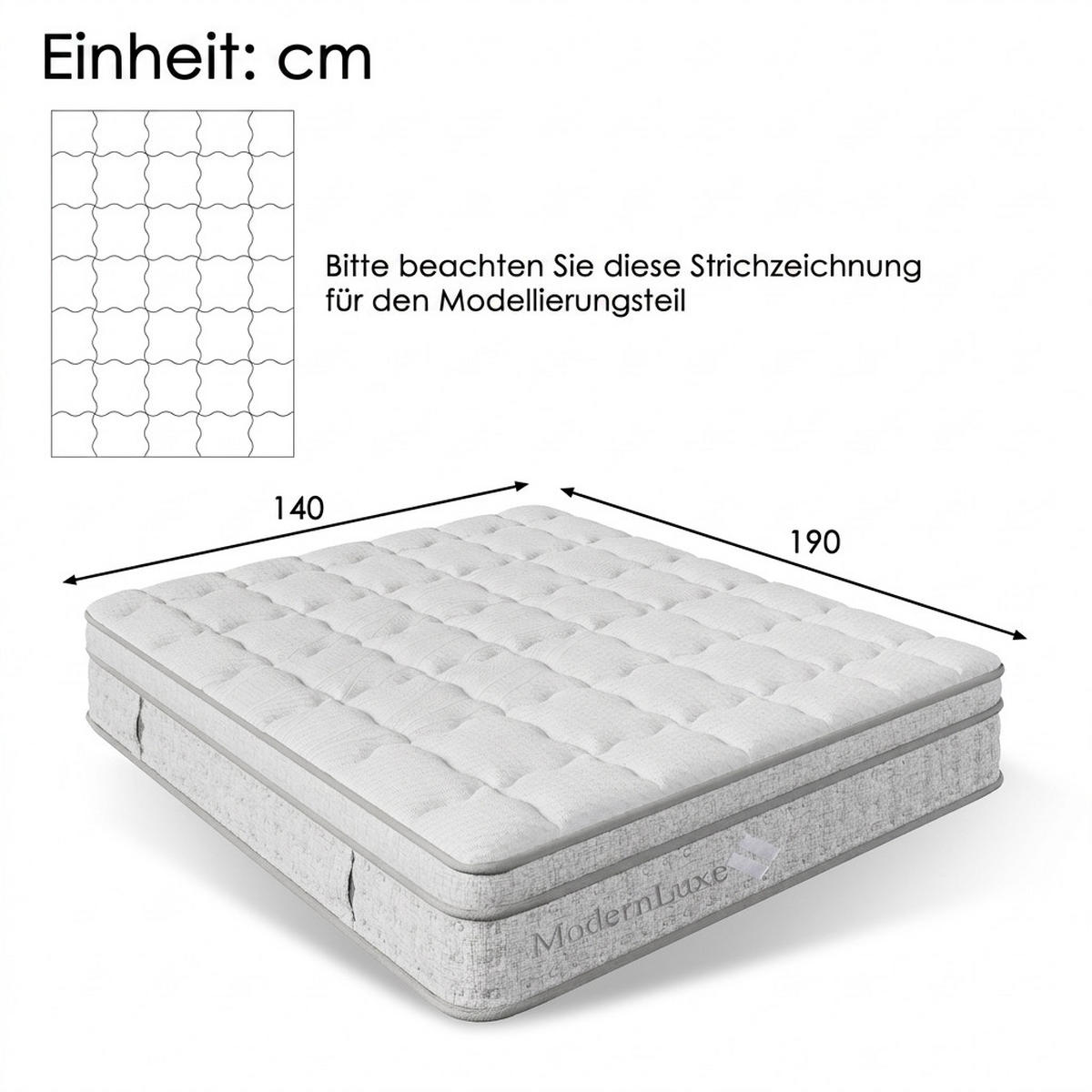 TASCHENFEDERKERNMATRATZE 140/190 cm Weiß H3, 25cm Hohe Kaltschaum Hybrid-Matratze - Weiß, Textil (140/190cm) - Oxeza