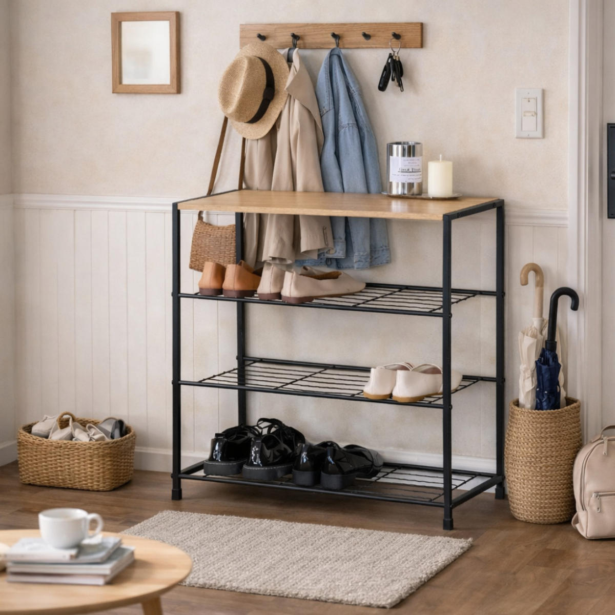 SCHUHREGAL Botti in Eiche 63 x 30 cm - Braun, Holzwerkstoff (63/63/30cm) - Concept Usine