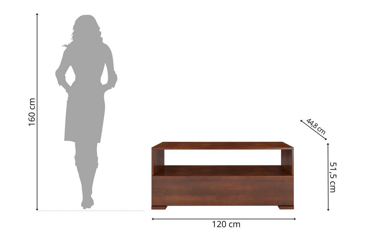 MASSIVHOLZ-TV-SCHRANK Sandema, Buche - lackiert, Nussbaumfarbe - Walnussfarben, Holz/Buchenholz (120/51.5/44.8cm) - Visby