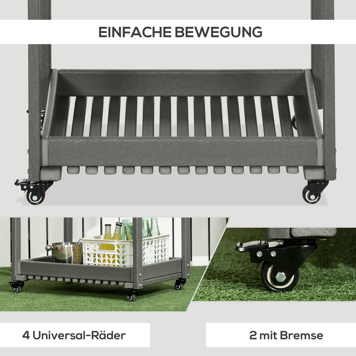 SERVIERWAGEN, HDPE, Dunkelgrau - Dunkelgrau, Kunststoff (50/80/87cm) - Outsunny