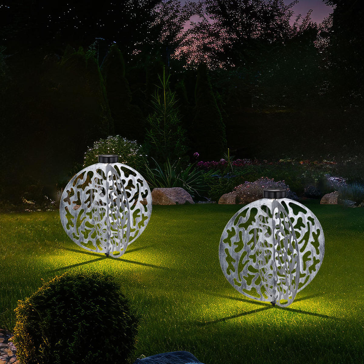 LED AUSSENLEUCHTE Metall Silber - Silberfarben, Metall (40/40/51cm) - Globo Lighting