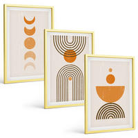 BILDER SET 3er Set - 40x60 cm Goldrahmen - Boho-minimalistische Dekorationen - Goldfarben, Kunststoff (40/60cm) - TULUP