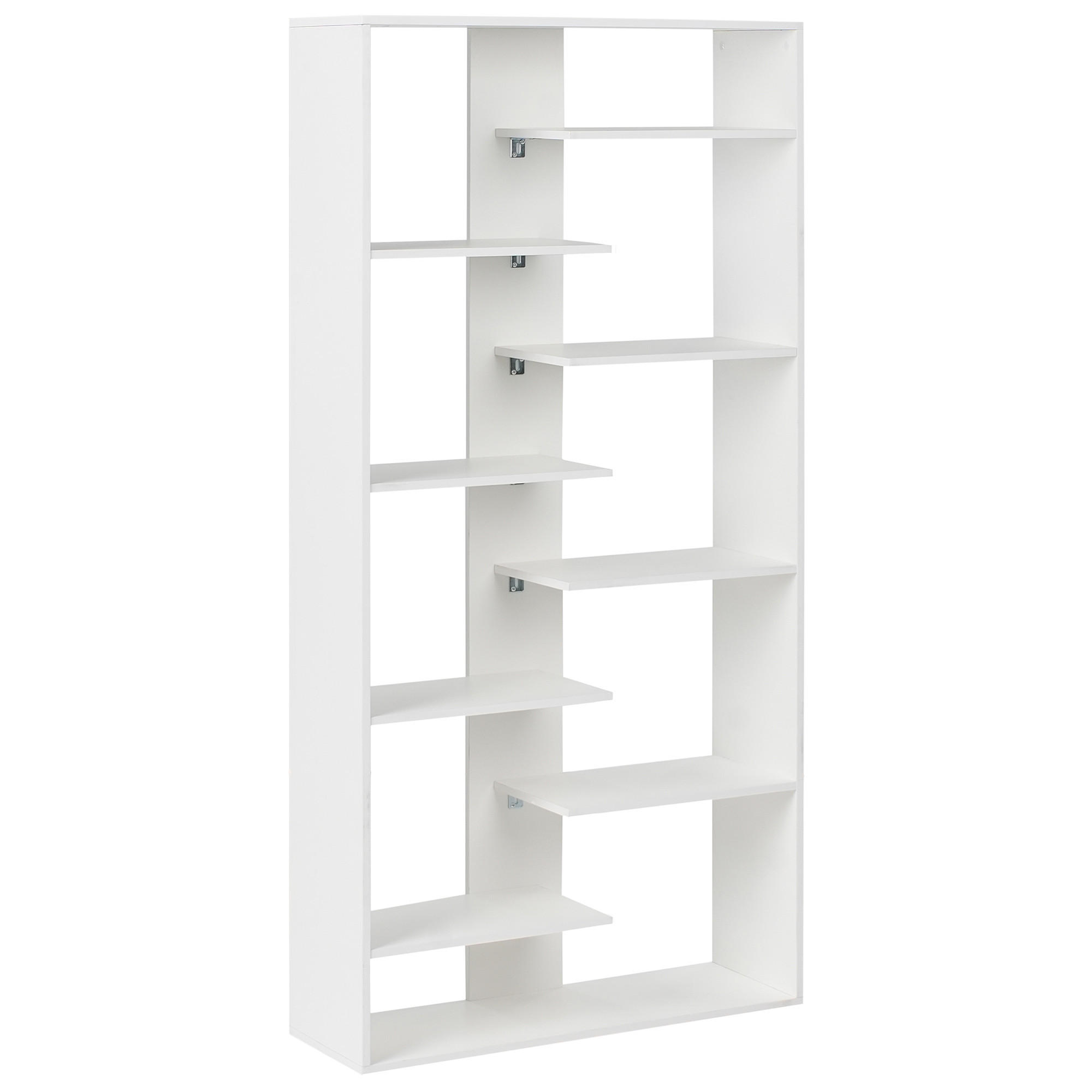 BÜCHERREGAL mit 8 Ebenen 180 cm Weiß Fontas - Weiß, Holzwerkstoff (90/180/29cm) - Beliani