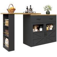 KÜCHENINSEL aus MDF 138-204x39x104cm in Schwarz mit 360° Drehfunktion - Schwarz, Holzwerkstoff (39/104/204cm) - Modfu