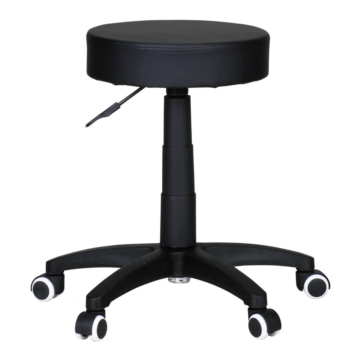 ARBEITSHOCKER Lederoptik 360° drehbar, höhenverstellbar, stabil, Schwarz 50x50x55 cm - Schwarz, Kunststoff/Textil (50/55/50cm) - KADIMA DESIGN