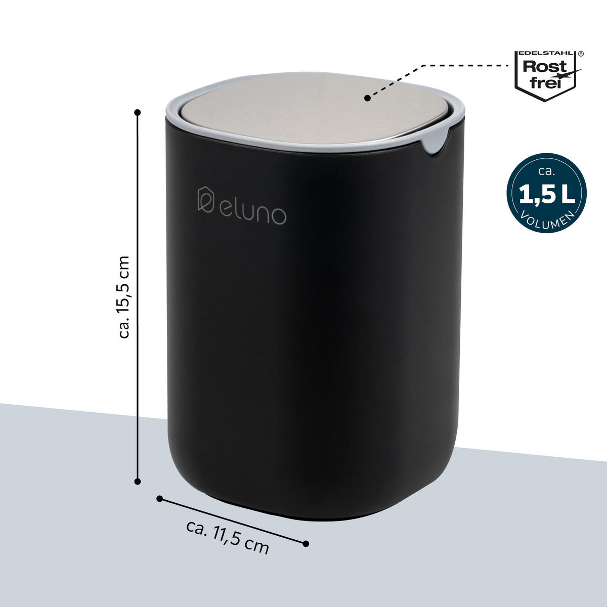 KOSMETIKEIMER EDOLO, Kunststoff, schwarz - Schwarz, Kunststoff (16/11.5/11.5cm) - eluno