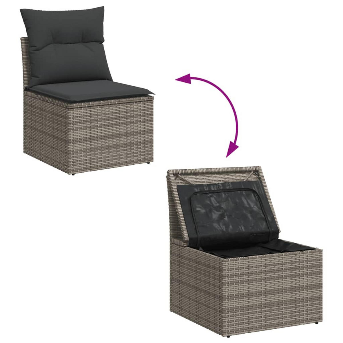 GARTEN-SOFAGARNITUR 4-TLG. Mit Kissen Grau Poly Rattan - Grau, Kunststoff - vidaXL