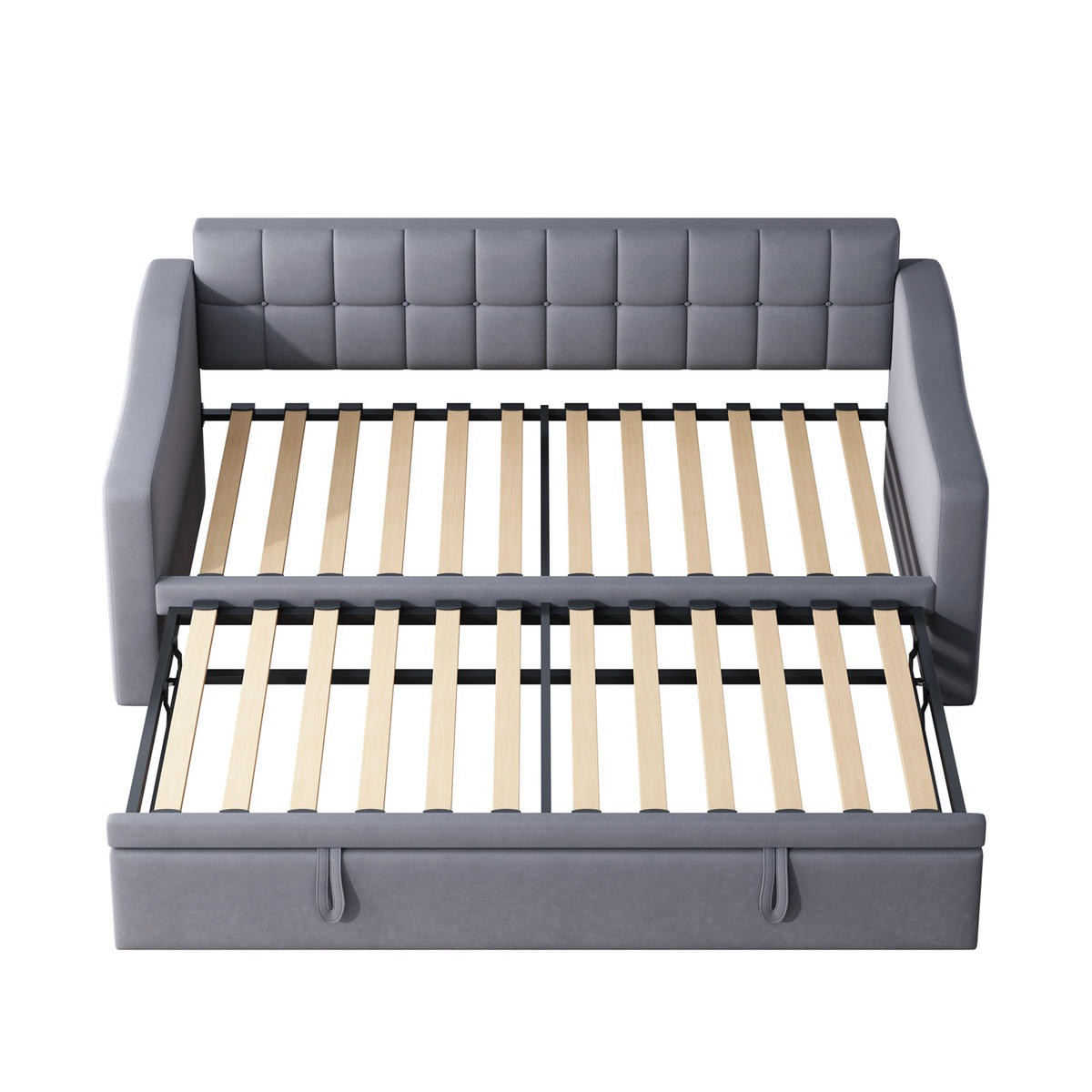 SCHLAFSOFA 90/190 cm & 180/190 cm in Grau Samt mit USB - Grau, Holzwerkstoff/Textil (90/190cm) - WISHDOR