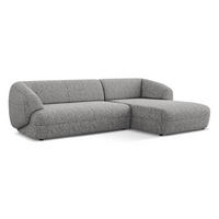ECKSOFA rechts Strukturstoff Stoff Grau - Hellgrau/Schwarz, Kunststoff/Textil (280/156cm) - Makamii