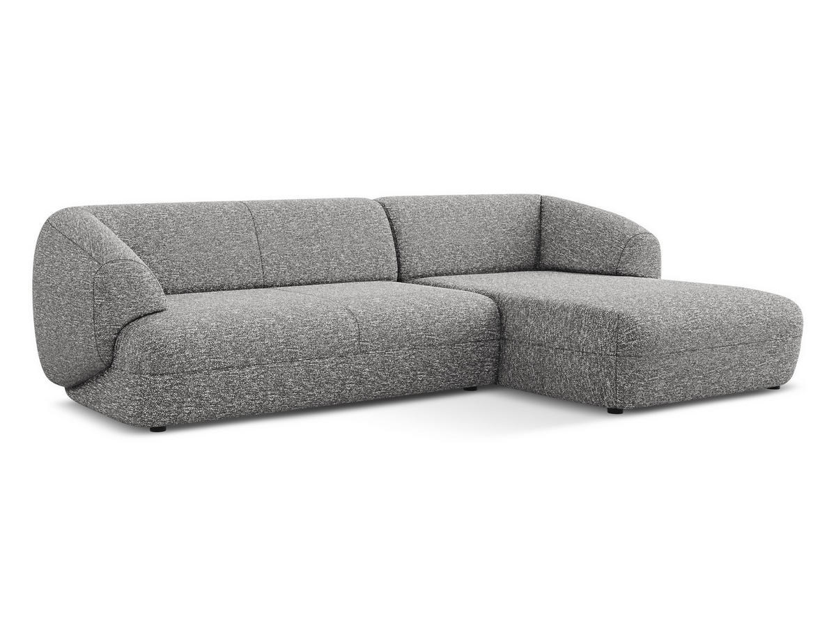 ECKSOFA rechts Strukturstoff Stoff Grau - Hellgrau/Schwarz, Kunststoff/Textil (280/156cm) - Makamii