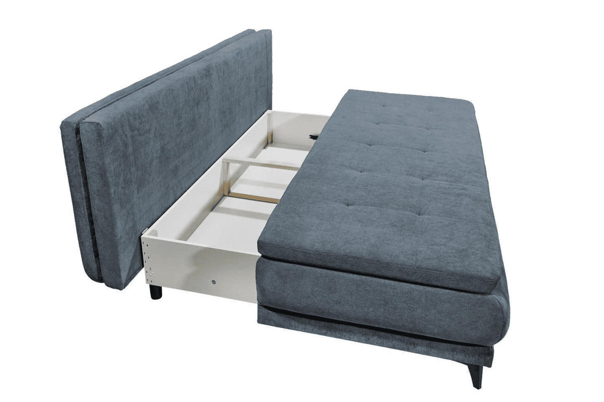 SCHLAFSOFA mit Bettkasten und Schlaffunktion - Blau/Schwarz, Holz/Kunststoff (210/96/106cm) - ed exciting design