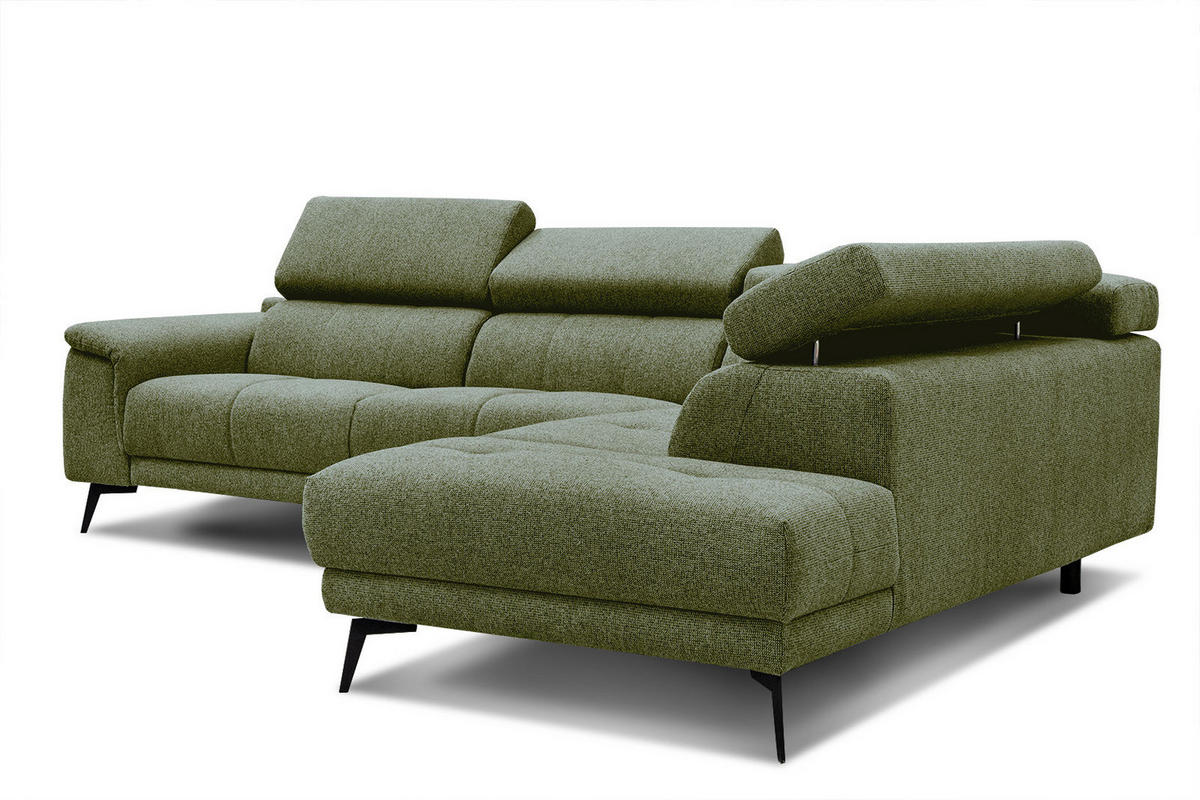 ECKSOFA FIERO 5-Sitzer, olivgrün - Schwarz/Olivgrün, Holzwerkstoff/Textil (290/228cm) - Courtois Laville