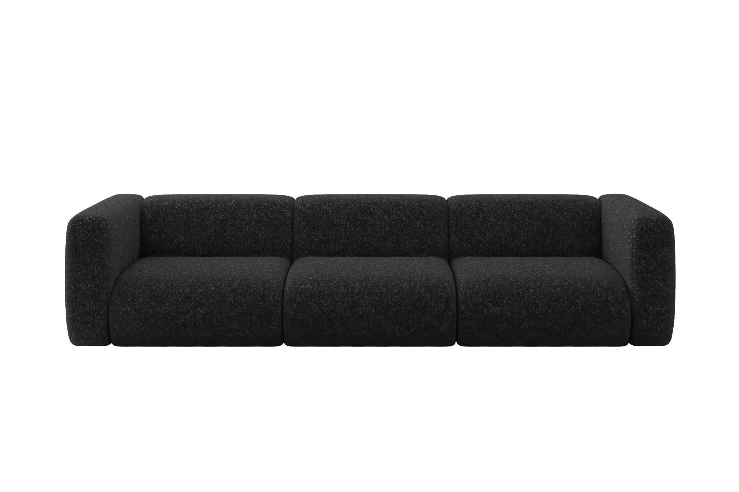 MODULÁRNÍ pohovka MIRA-S2, 3místná, 319 × 89 × 70 cm, černá, velur - černá, kompozitní dřevo/textil (319/70/89cm) - ALTDECOR