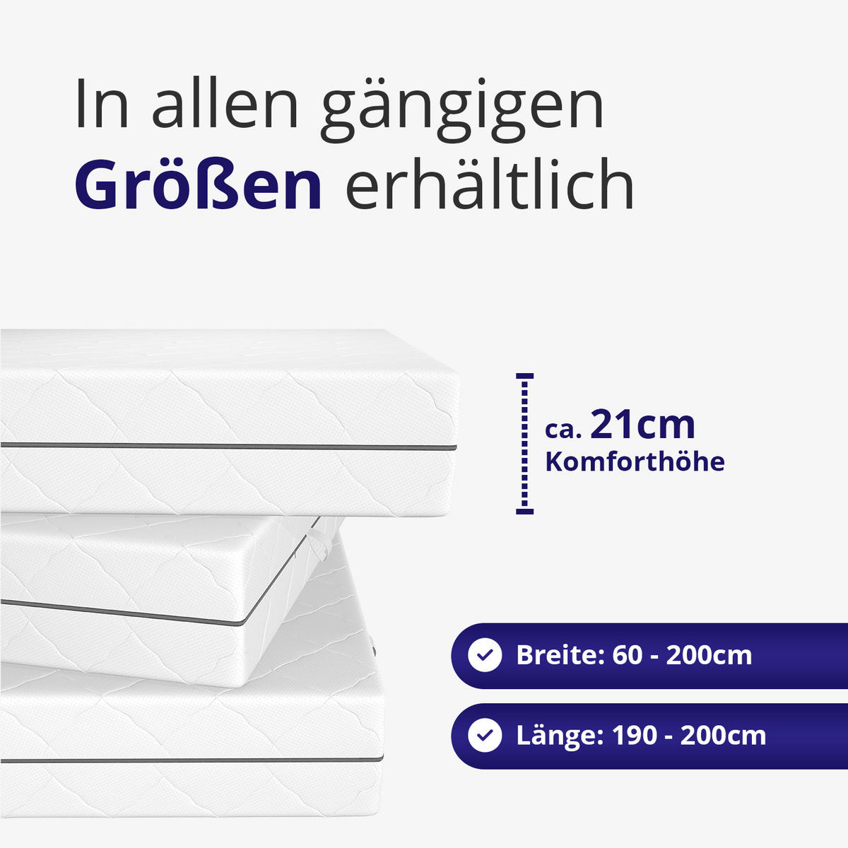 MATRATZE 120x200 mit Taschenfederkern - H2 H3 - 21 cm Höhe - 7-Zonen - Weiß, Textil (120/200cm) - Mister Sandman