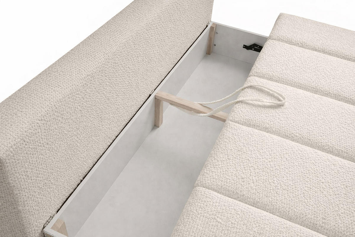 SOFA Mit Schlaffunktion Und Bettkasten, Chenille-Stoff Flow, Dunkelbeige, PIANO - Beige, Holz (207/91/103cm) - Kaiser Möbel
