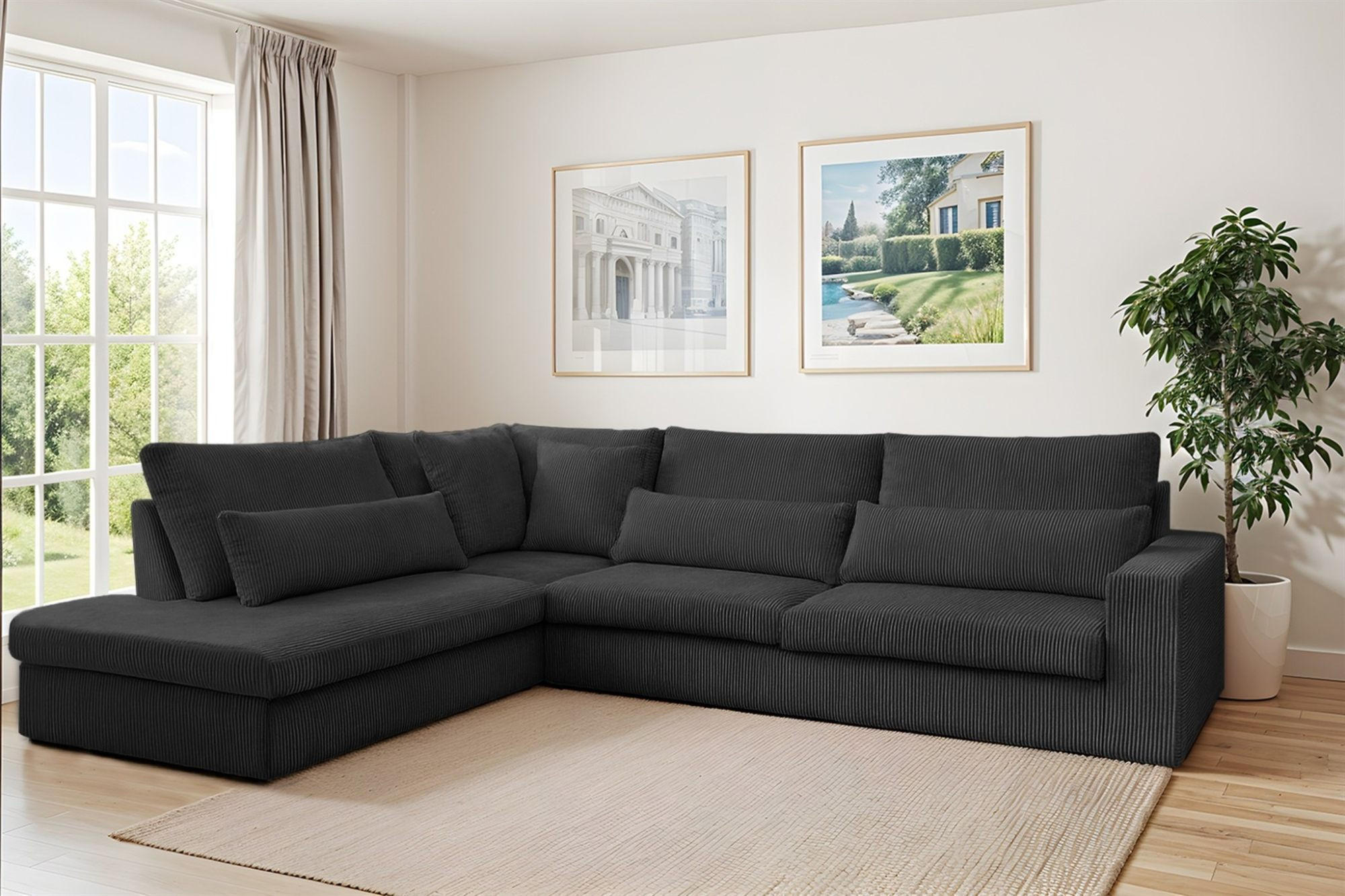 ECKSOFA Thora - Schwarz, Holzwerkstoff/Textil (315/245cm) - Fun Möbel