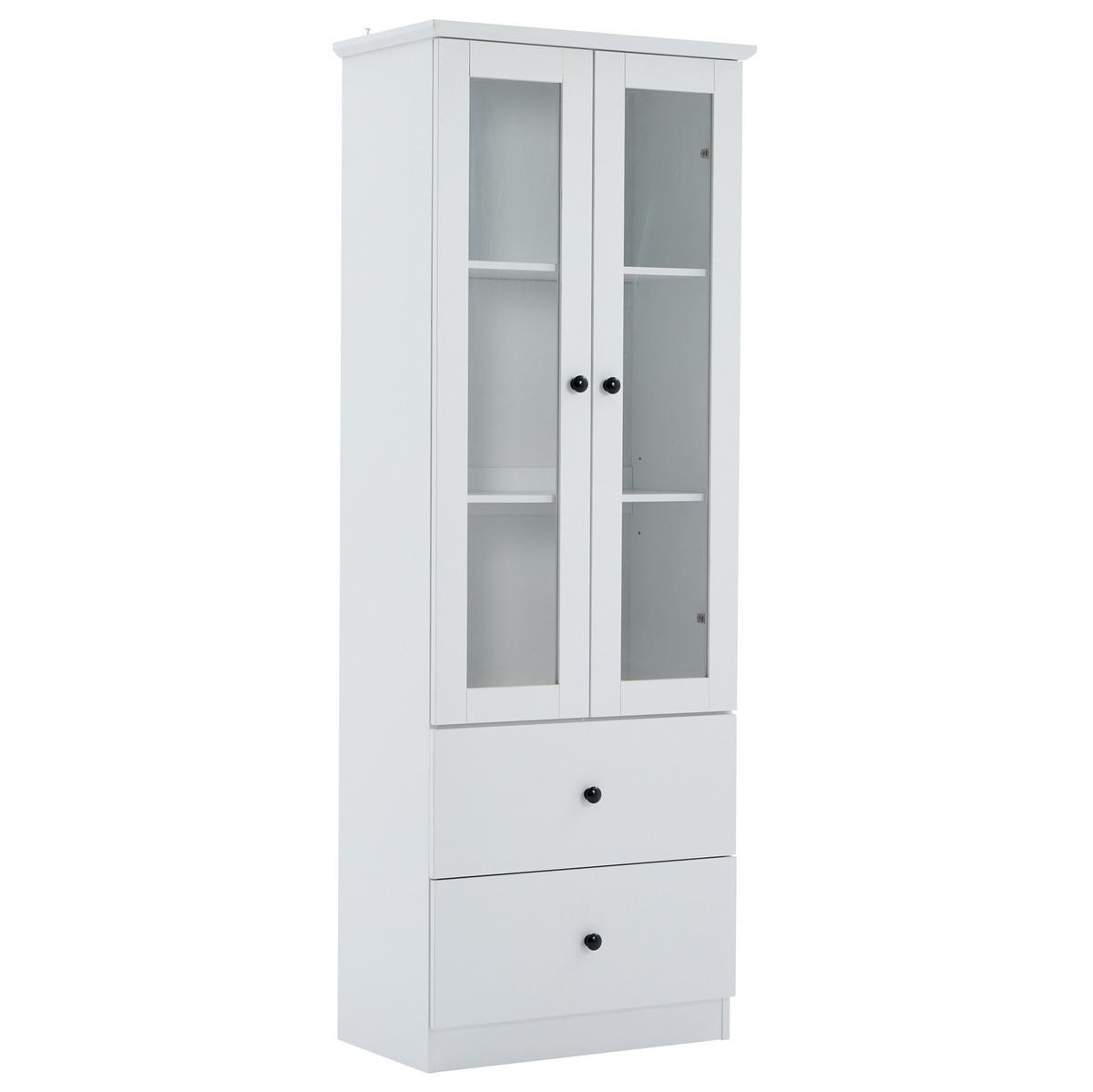 VITRÍNA 60/35,5/165 cm bílá z MDF a dřevotřískové desky s LED osvětlením a USB připojením - bílá, kompozitní dřevo (60/165/35.5cm) - OKWISH