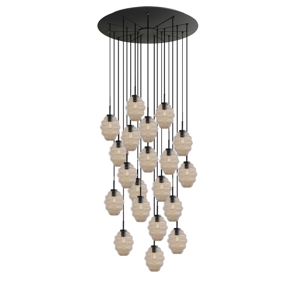 GALERIELEUCHTE Echos 20-flammig Klar Ø 18cm - Klar/Schwarz, Glas (18/18/20cm) - s.luce