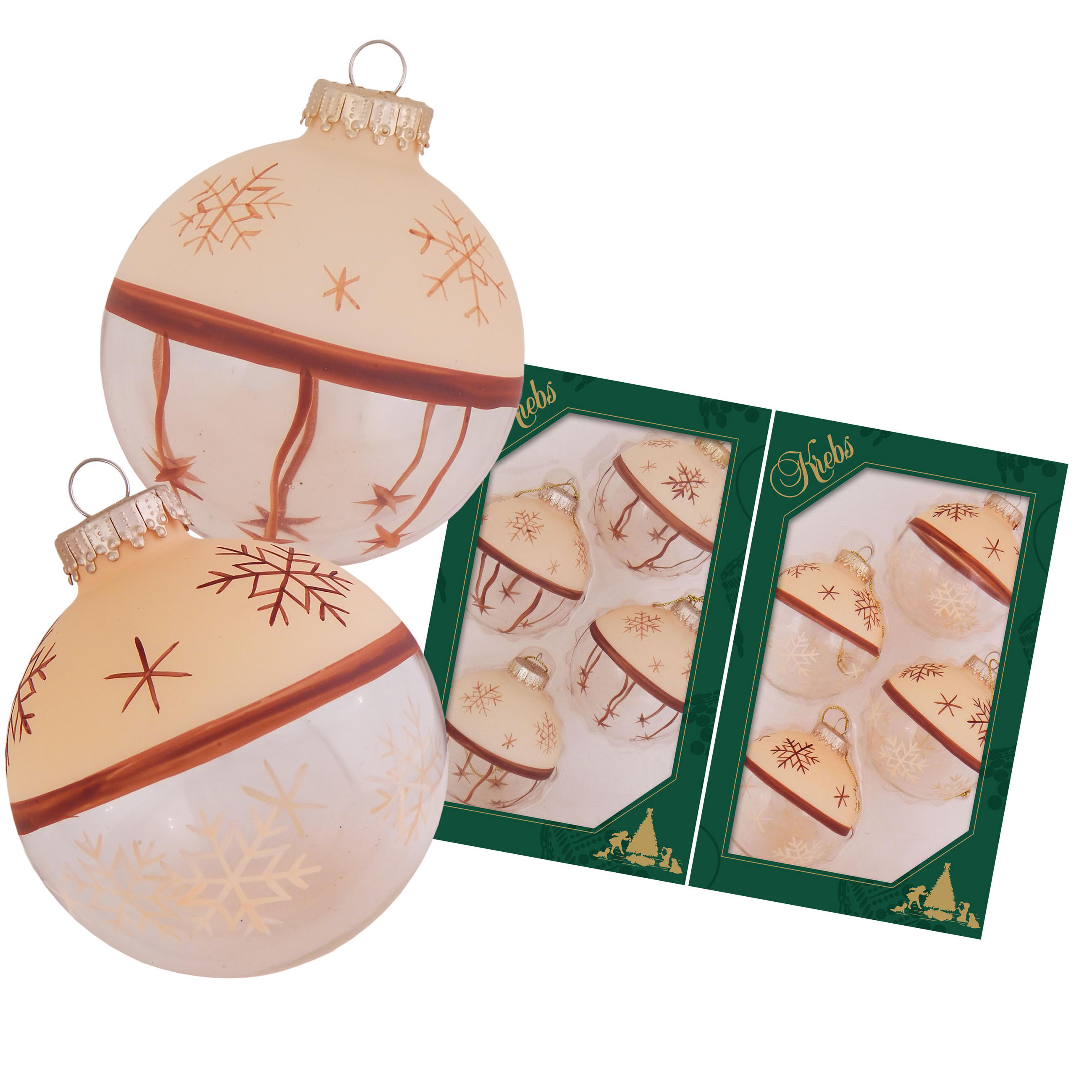 CHRISTBAUMKUGELN Sternenregen Braun 7cm (Glas / 8 Stk.) - Braun, Glas (6/7/6cm) - Krebs Glas Lauscha