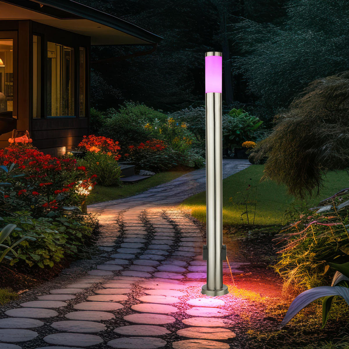 LED STEHLEUCHTE Silber Opal - Silberfarben, Metall (13.1/13.1/110cm)