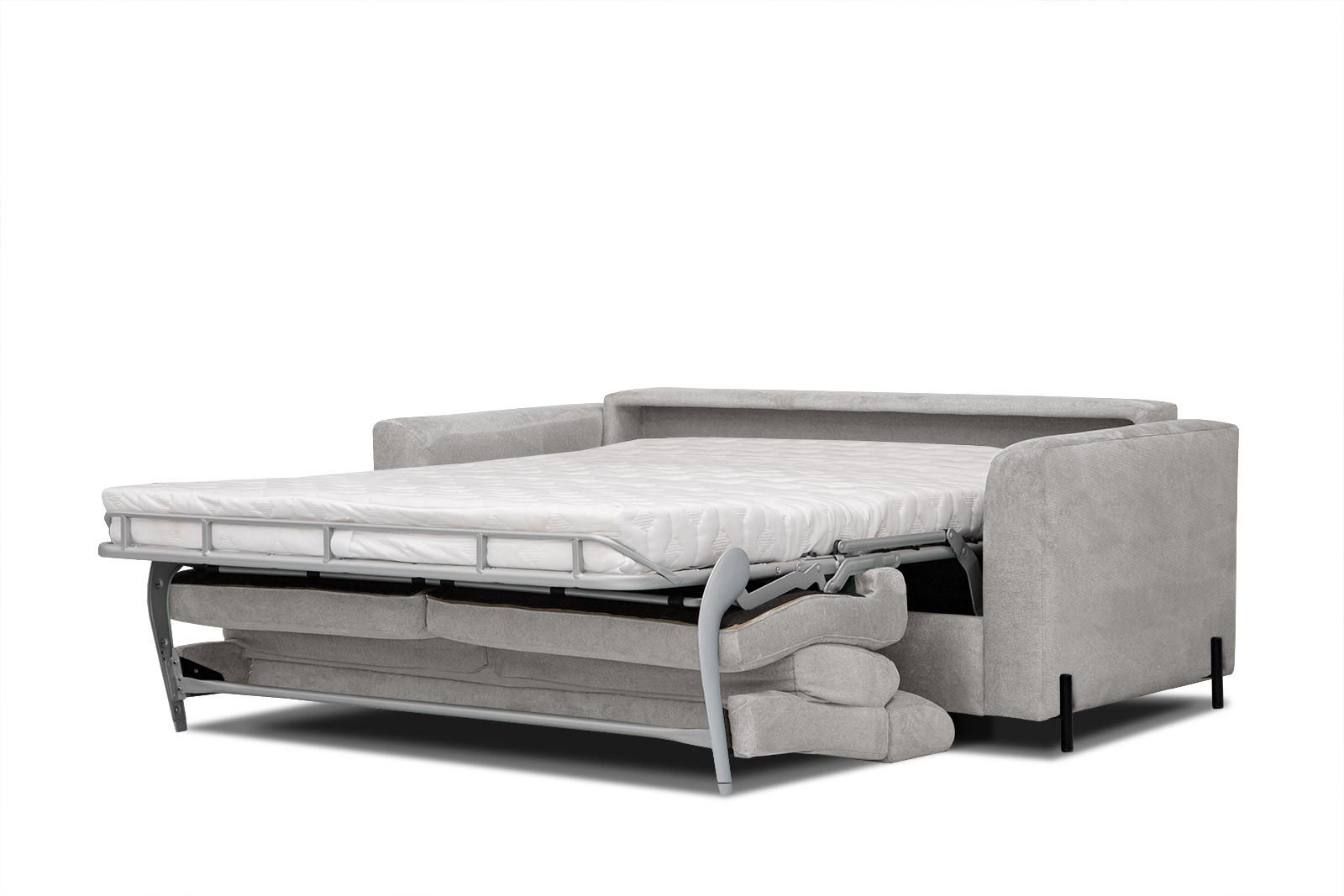 SOFA MEZO 3-Sitzer mit Schlaffunktion, beige - Beige/Schwarz, Holz/Textil (232/90/107cm) - Courtois Laville