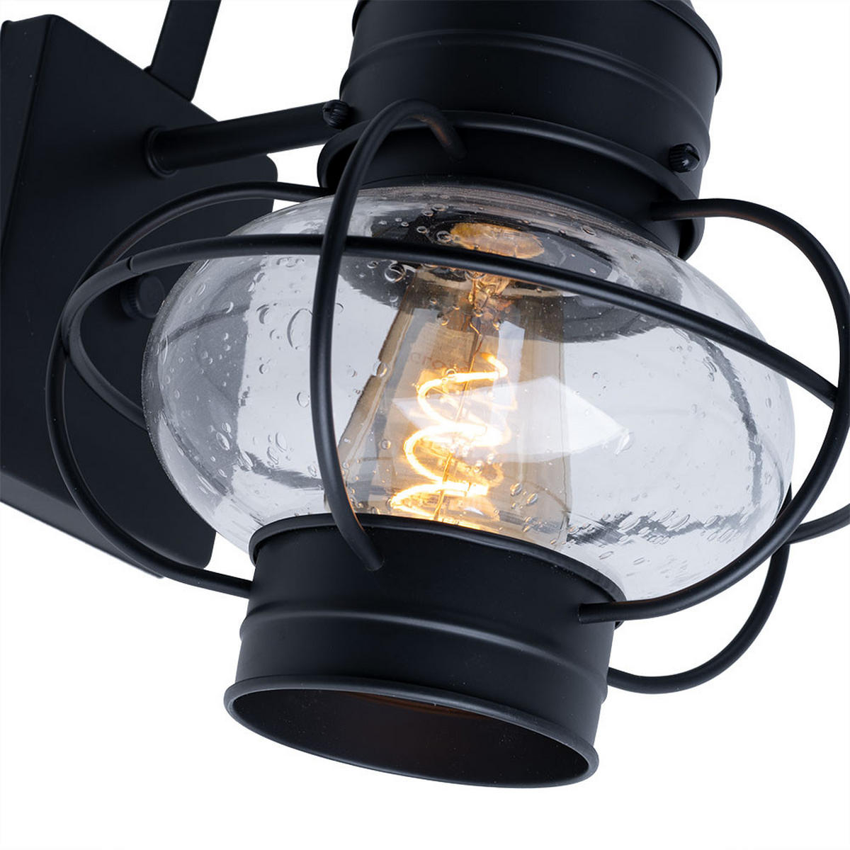 GARTENLEUCHTE Stahl Schwarz Glasschirm - Schwarz, Glas (27.3/22.9/44.8cm)