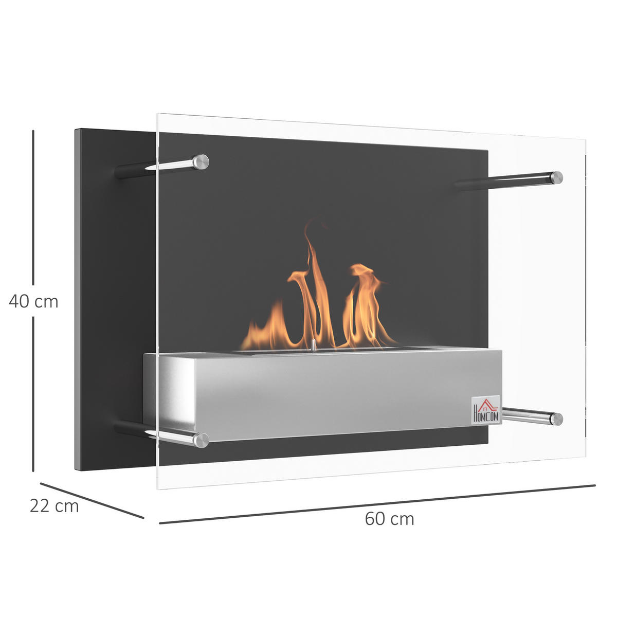 ETHANOLKAMIN DE-17020 Wandmontage 0,9 L Brenner Schwarz - Schwarz, Metall (60/40/22cm) - ComfortXL