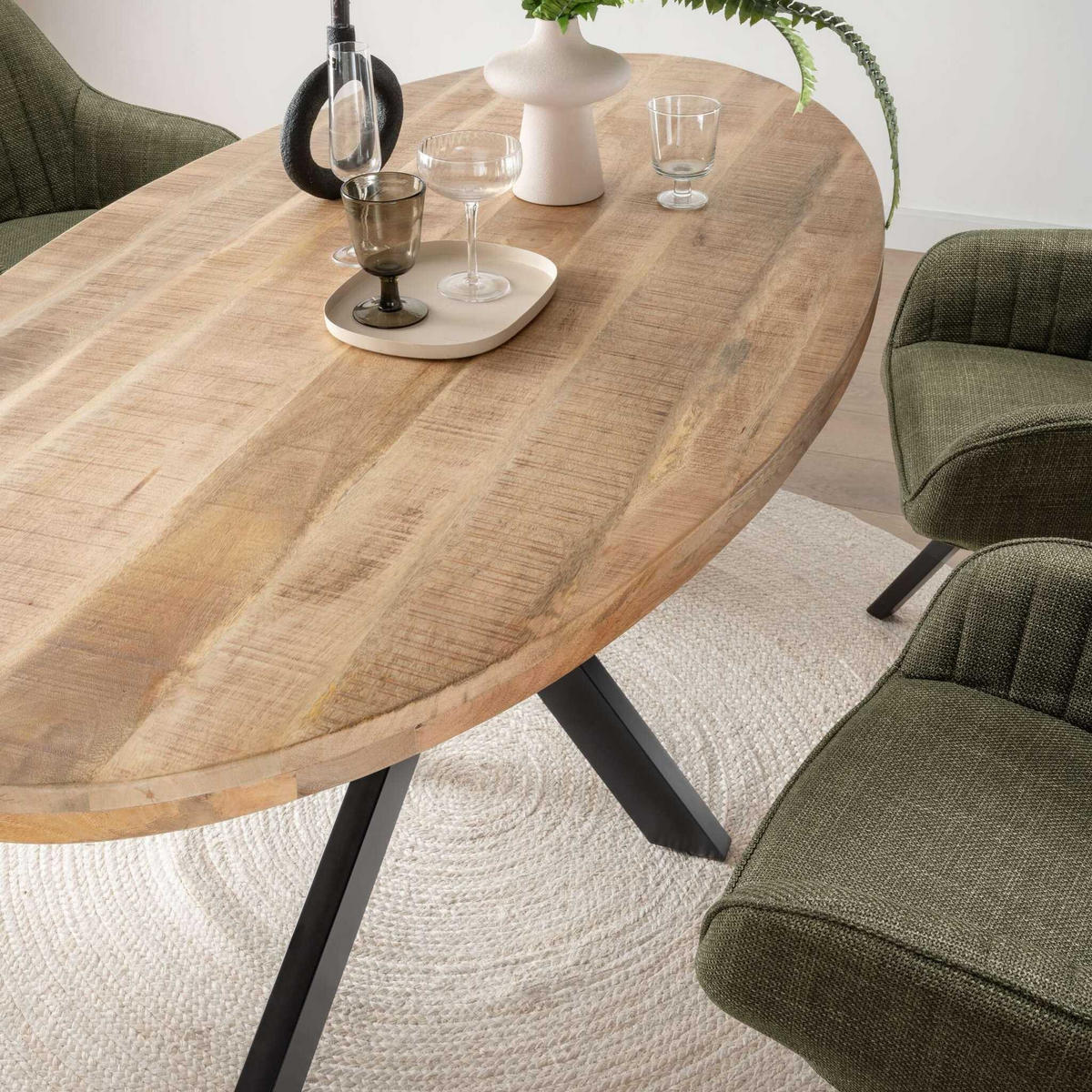 ESSTISCH Avola 180 x 90 cm - Schwarz/Naturfarben, Holzwerkstoff/Metall (90/180/76cm) - Mr. Deko