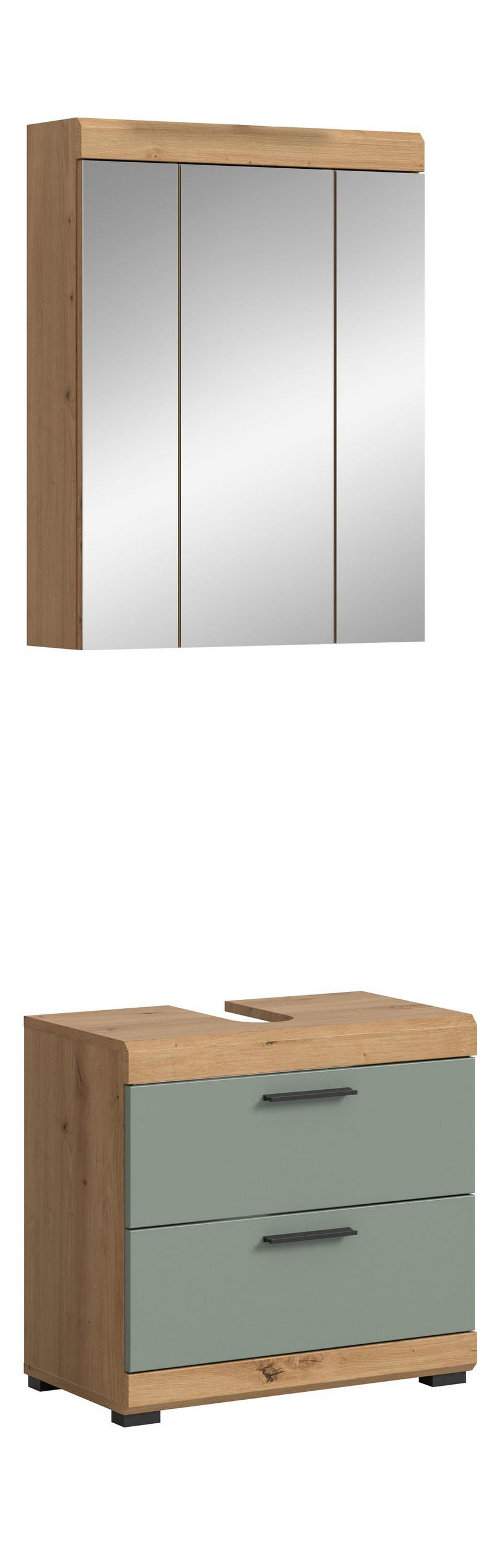 BADKOMBINATION 2tlg. Scout Bad in Artisan Eiche Nachbildung und Salbei Nachbildung B/H/T: 60x191x34 cm - Eiche Artisan, Holz (60/191/37cm)