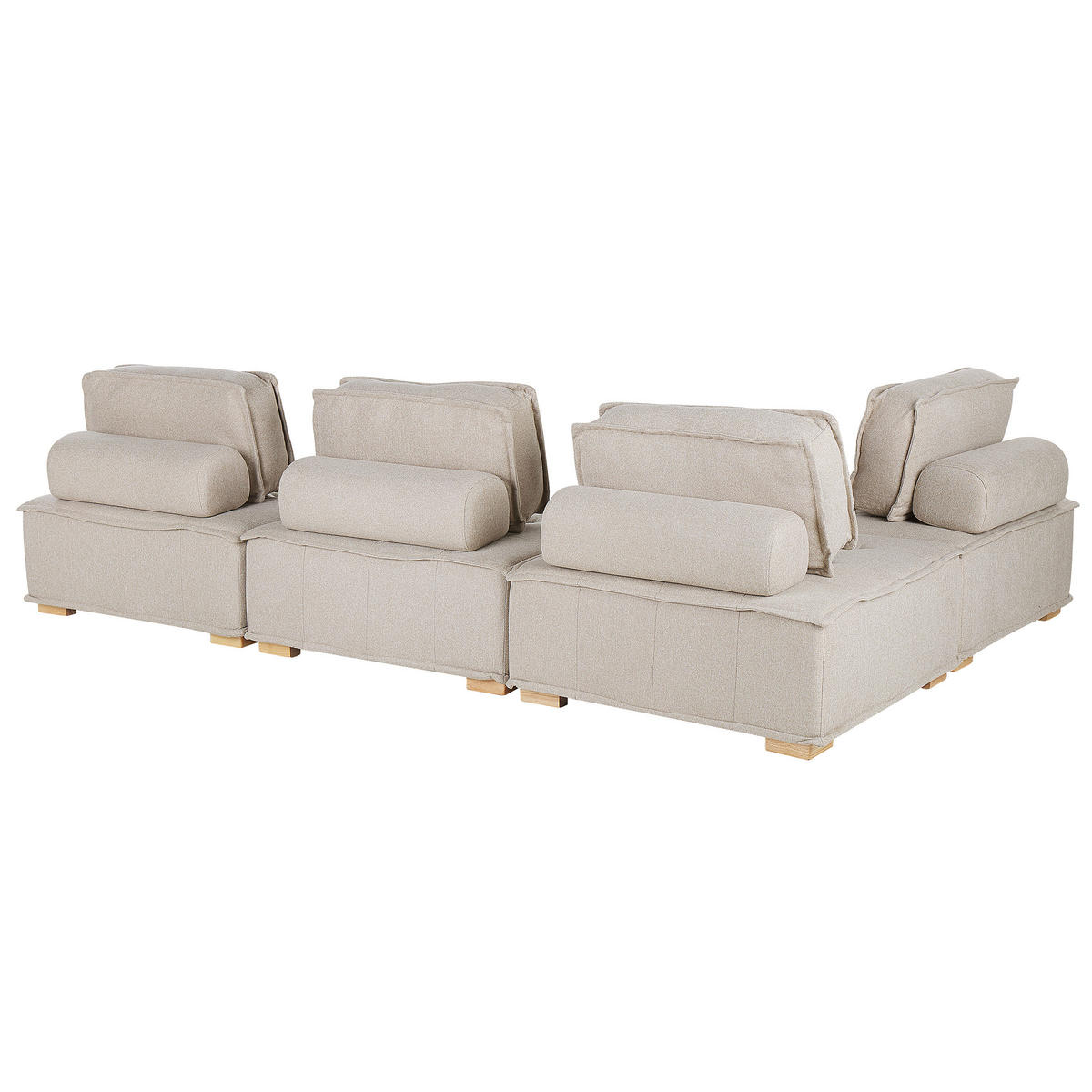 ECKSOFA Modul 4-Sitzer rechtsseitig Hellbeige Stoff Tibro - Beige/Braun, Textil (300/200cm) - Beliani
