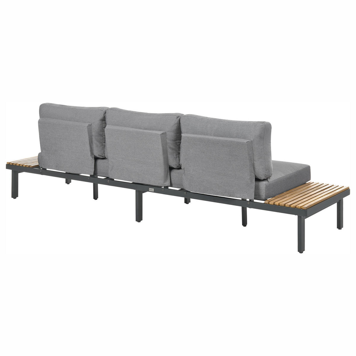 GARTENSOFA 3-Sitzer Akazienholz Dunkelgrau Fivizzano - Dunkelgrau/Braun, Holz (266/78/69cm) - Beliani