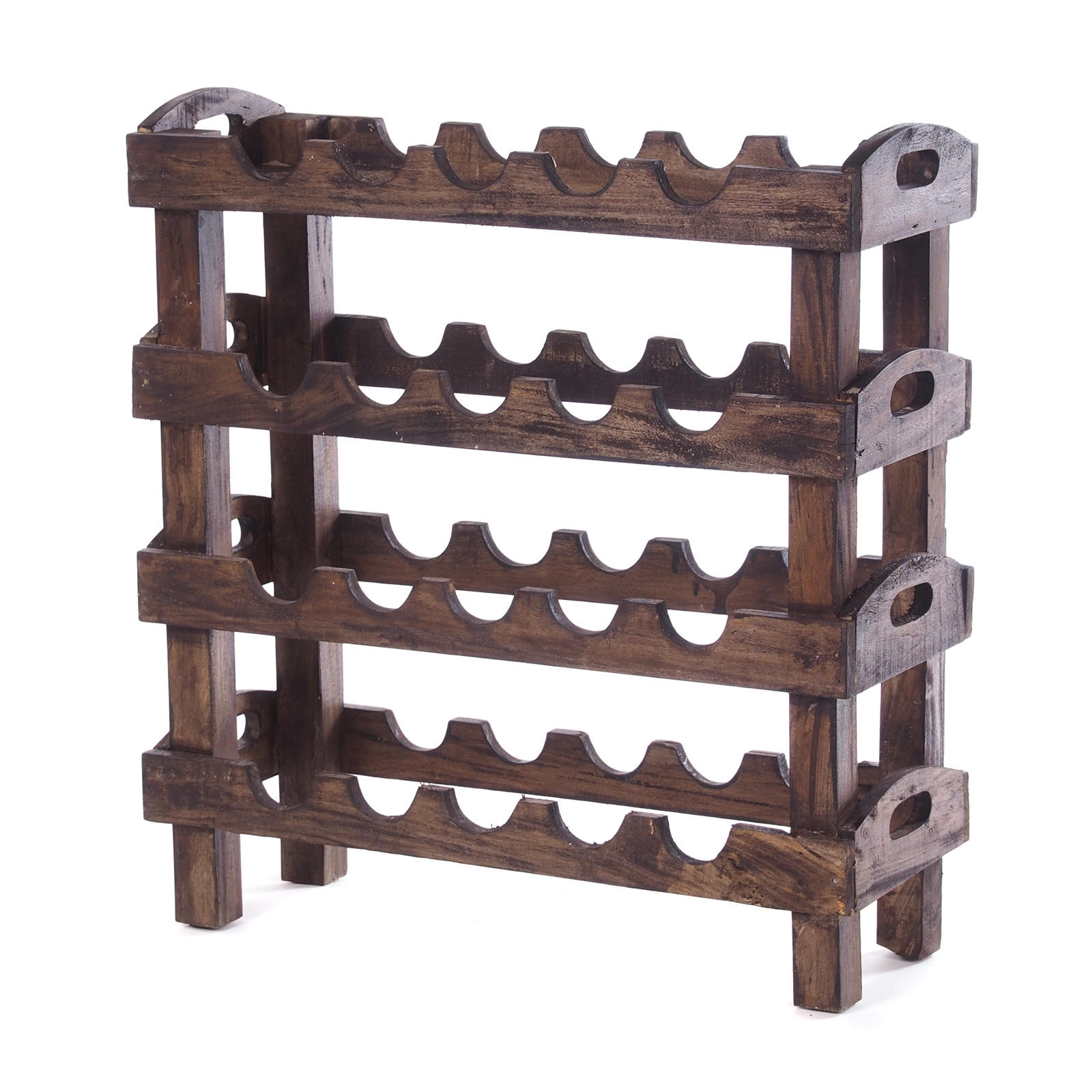 FLASCHENREGAL RUSTIC Massivholz, für 20 Flaschen 03 dunkelbraun - Dunkelbraun, Holz (60/66/23cm) - DESIGN DELIGHTS