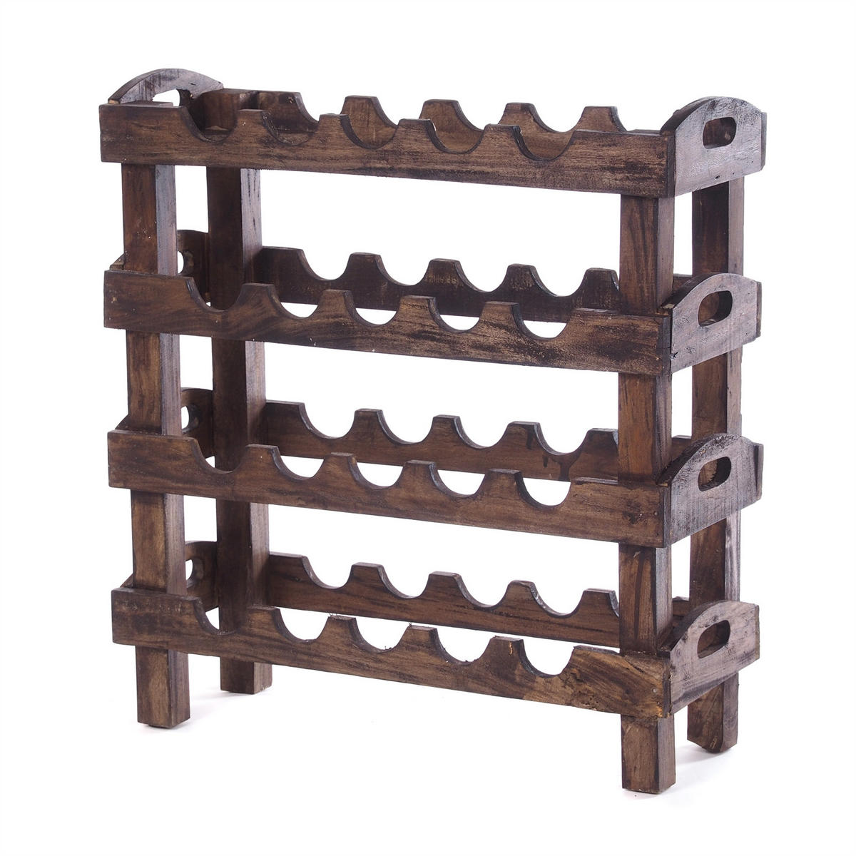 FLASCHENREGAL RUSTIC Massivholz, für 20 Flaschen 03 dunkelbraun - Dunkelbraun, Holz (60/66/23cm) - DESIGN DELIGHTS