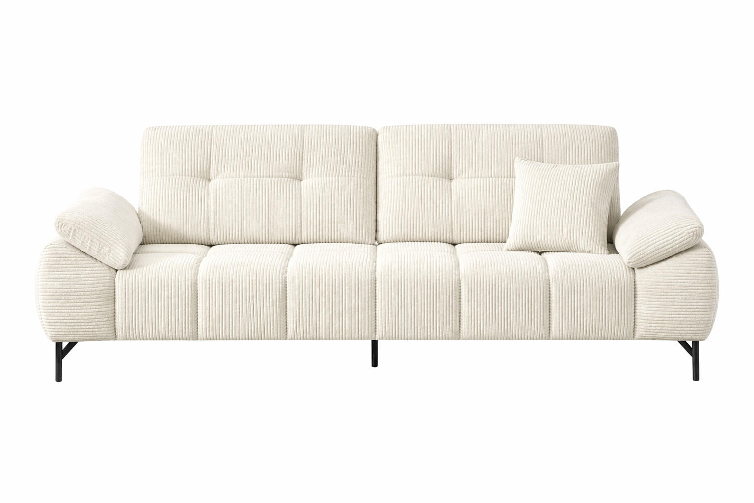 BIG Sofa Tiko Cord 245cm - Beige/Schwarz, Holz/Metall (245/97/100cm) - Möbeldreams