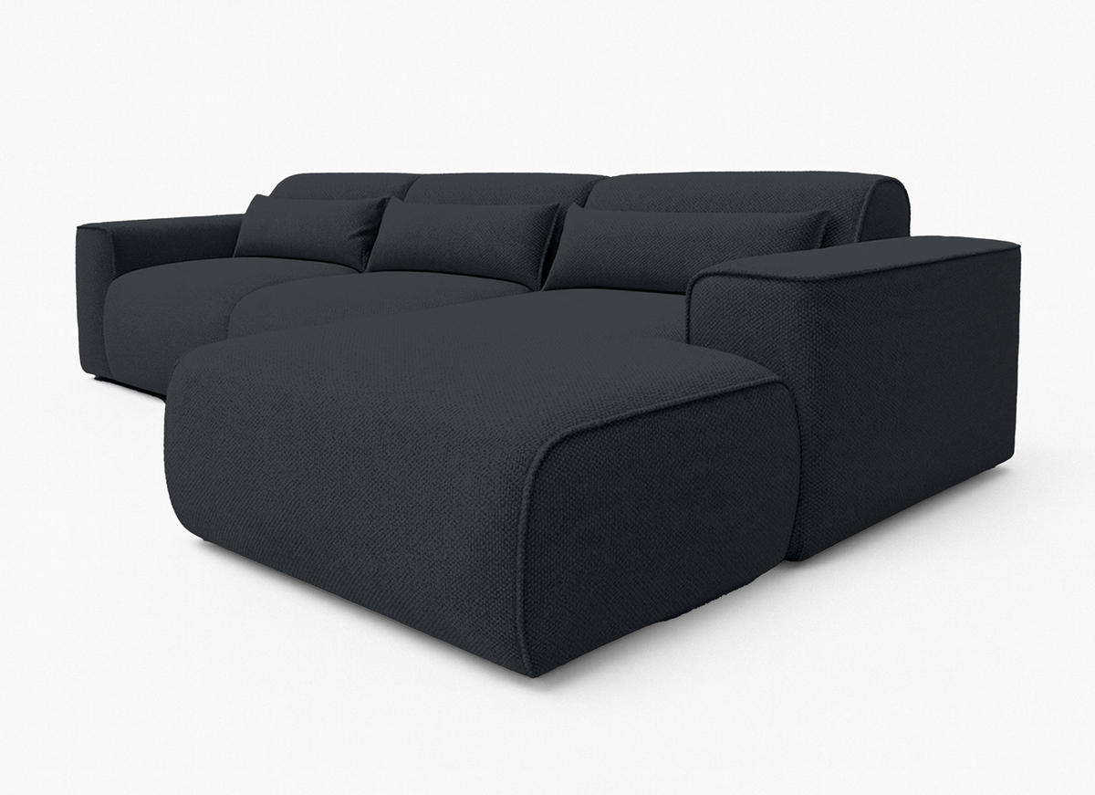 ECKSOFA L Form Ruyam Schwarz 310/165/78 cm – Schlaffunktion Rechts - Schwarz, Kunststoff/Textil (310/170cm) - AX Living