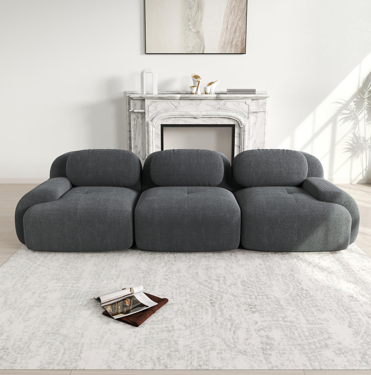 SOFA modular rahmenlos aus Cord Grey - Grau, Textil (298/75/103cm) - IVMEU