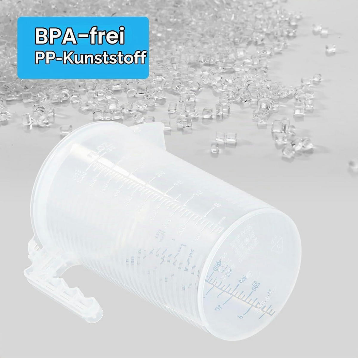 MESSBECHER 1000 ml mit Deckel und Griff - Weiß, Kunststoff (1L)