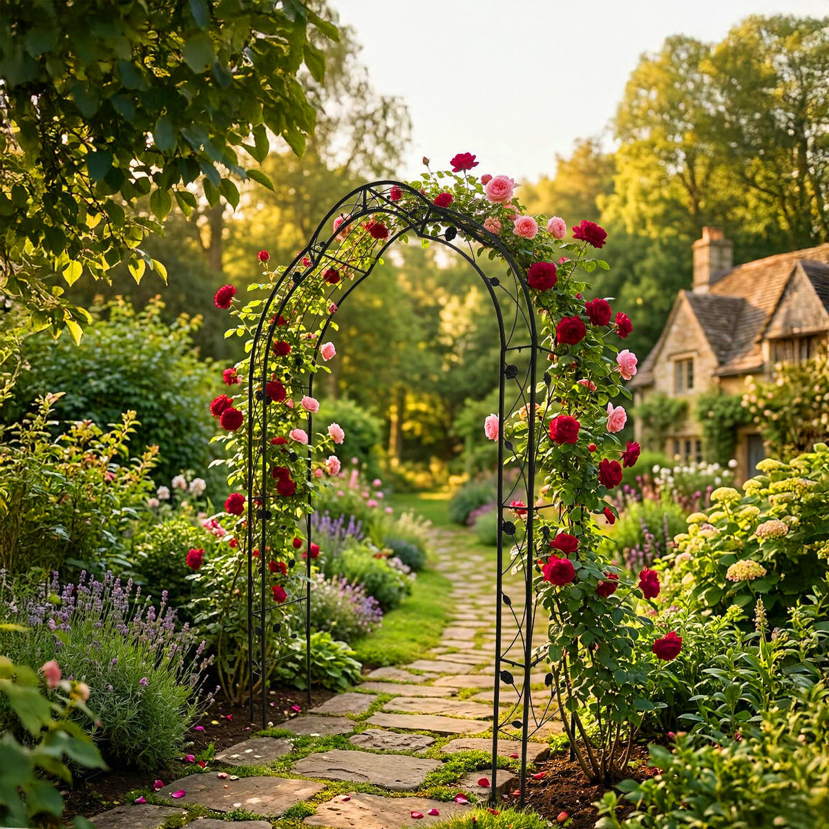 OBLÚK ruží - čierna, kov (150/250/39cm) - Relaxdays