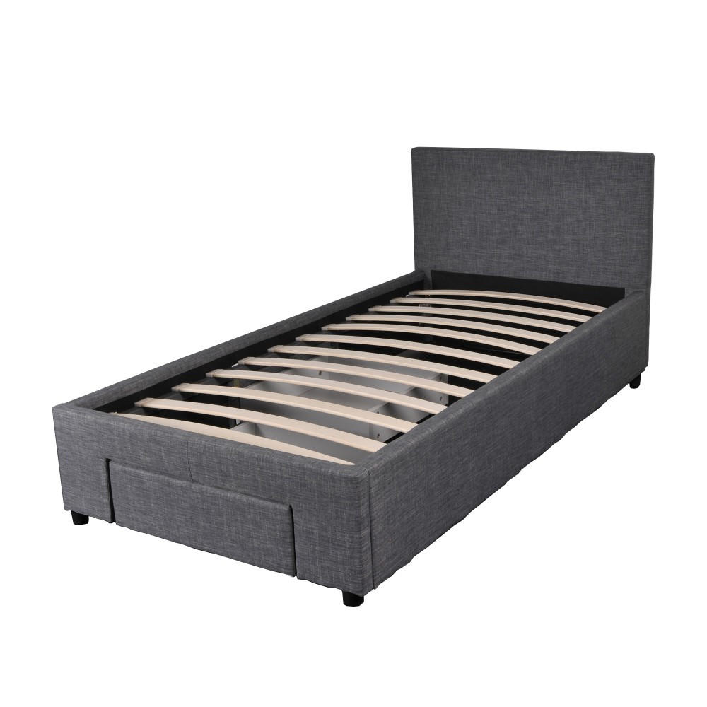 BETT LUGANO mit Schubladen/ Bett LUGANO 90x190 - Dunkelgrau - Dunkelgrau, Holzwerkstoff (90/190cm) - Weber Industries