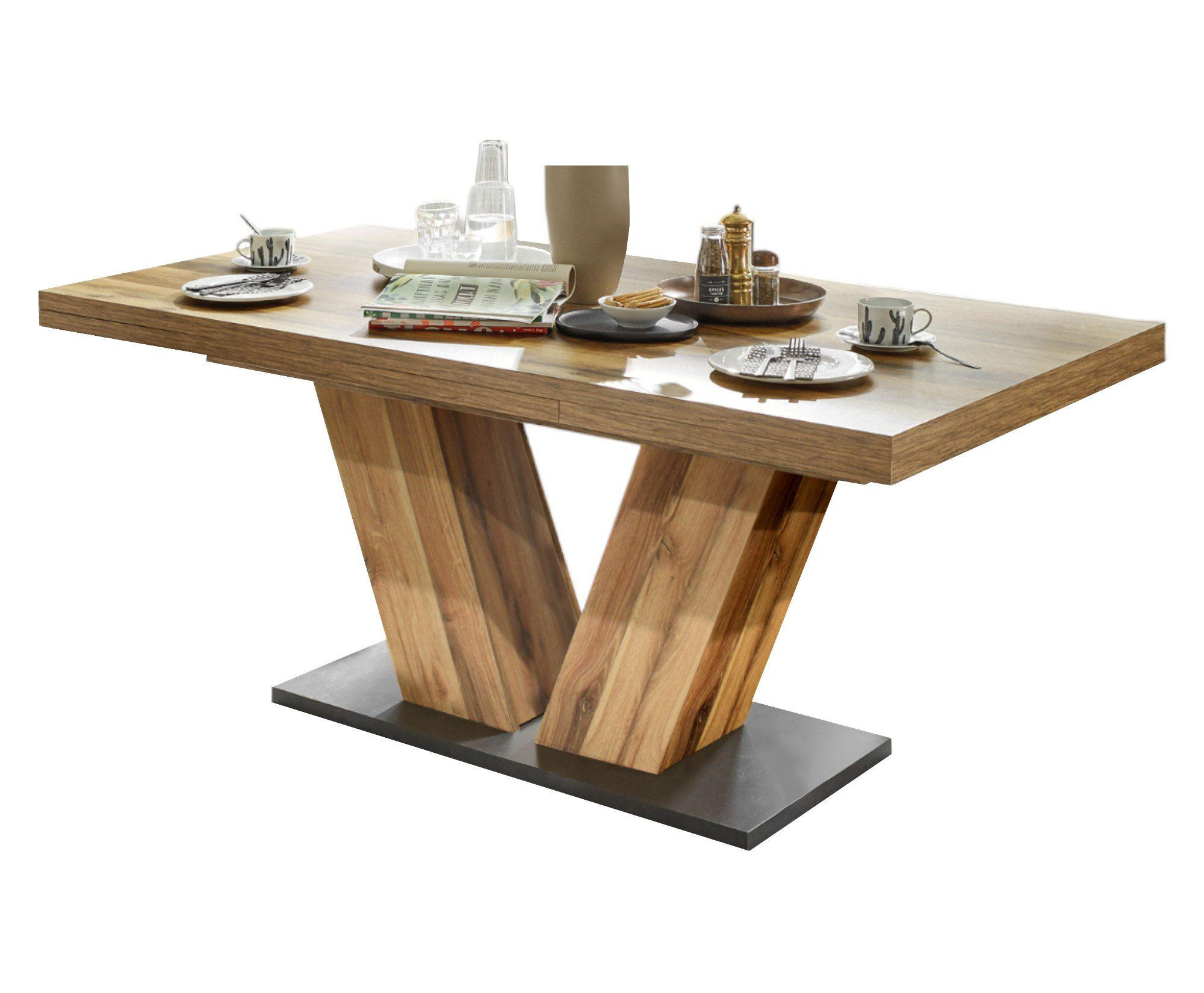 ESSTISCH ausziehbar Elena 160x90x76 Plankeneiche - Dunkelbraun, Holzwerkstoff (160/90/76cm) - 58aufmkessel