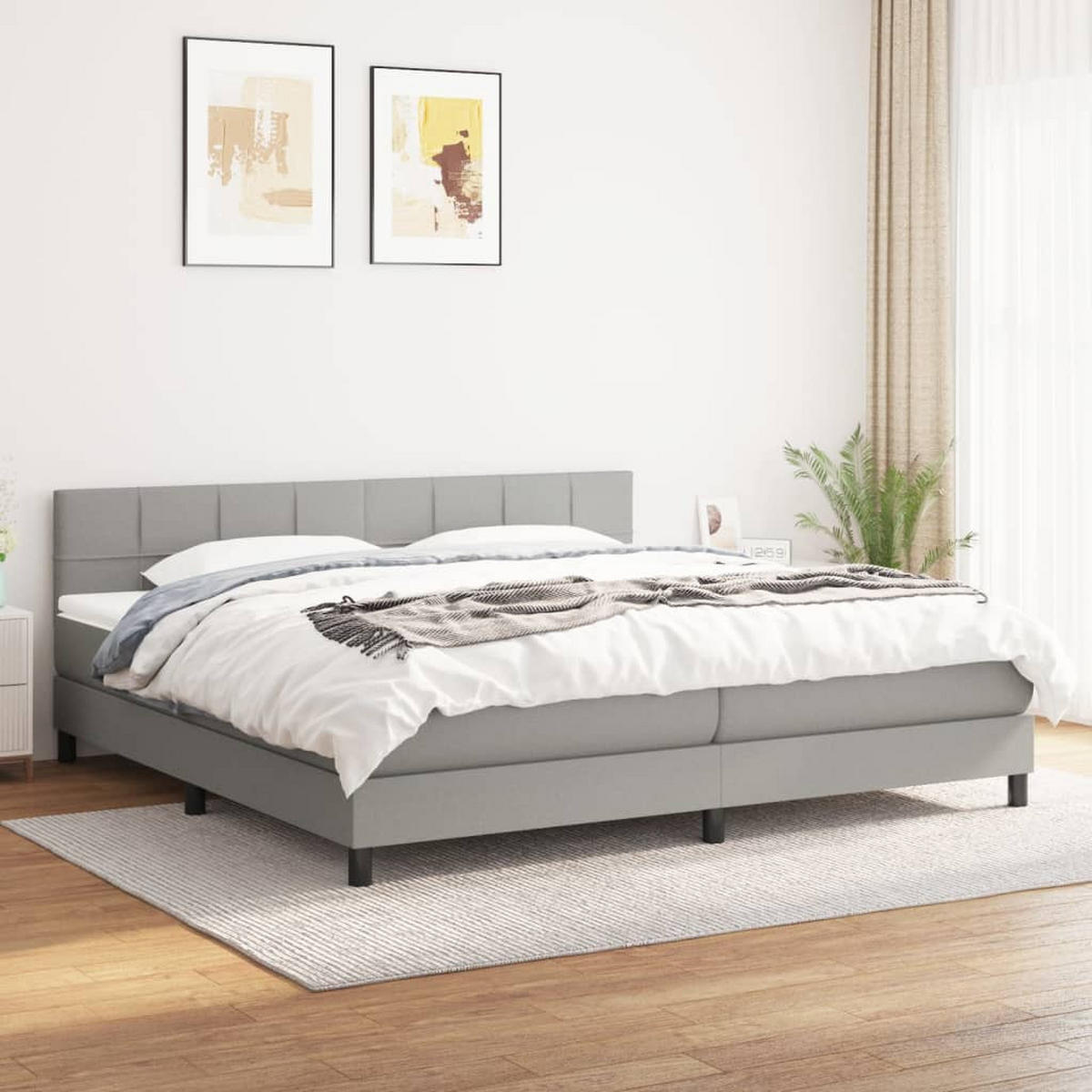 BOXSPRINGBETT 180/200 Cm Grau Gewebe - Grau, Textil (180/203cm) - vidaXL