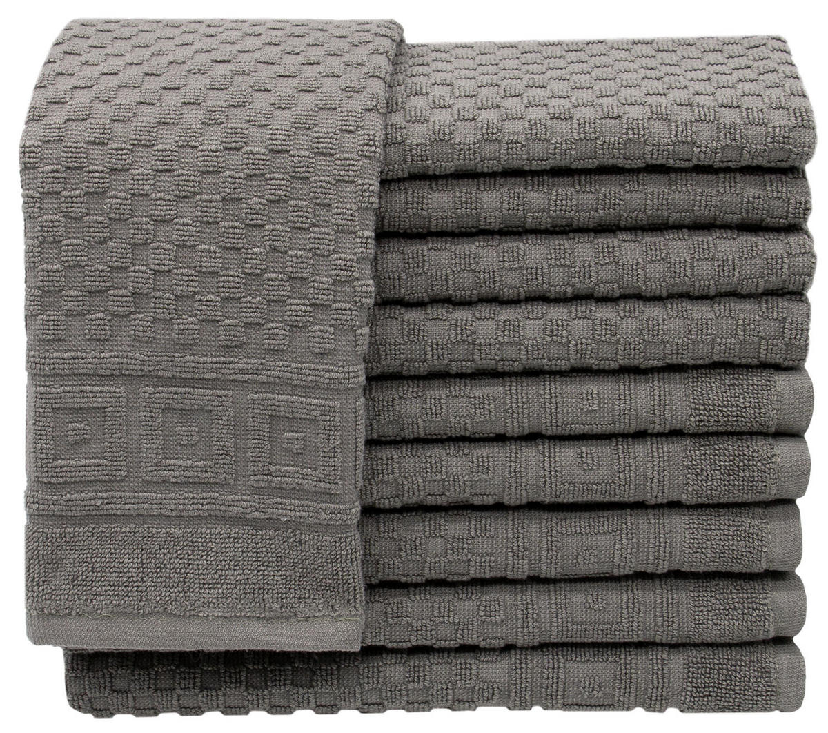 GÄSTETÜCHER, 10er-Set, 30x50 cm, 100% Baumwolle, Grau - Anthrazit, Textil (30/50cm) - Zollner