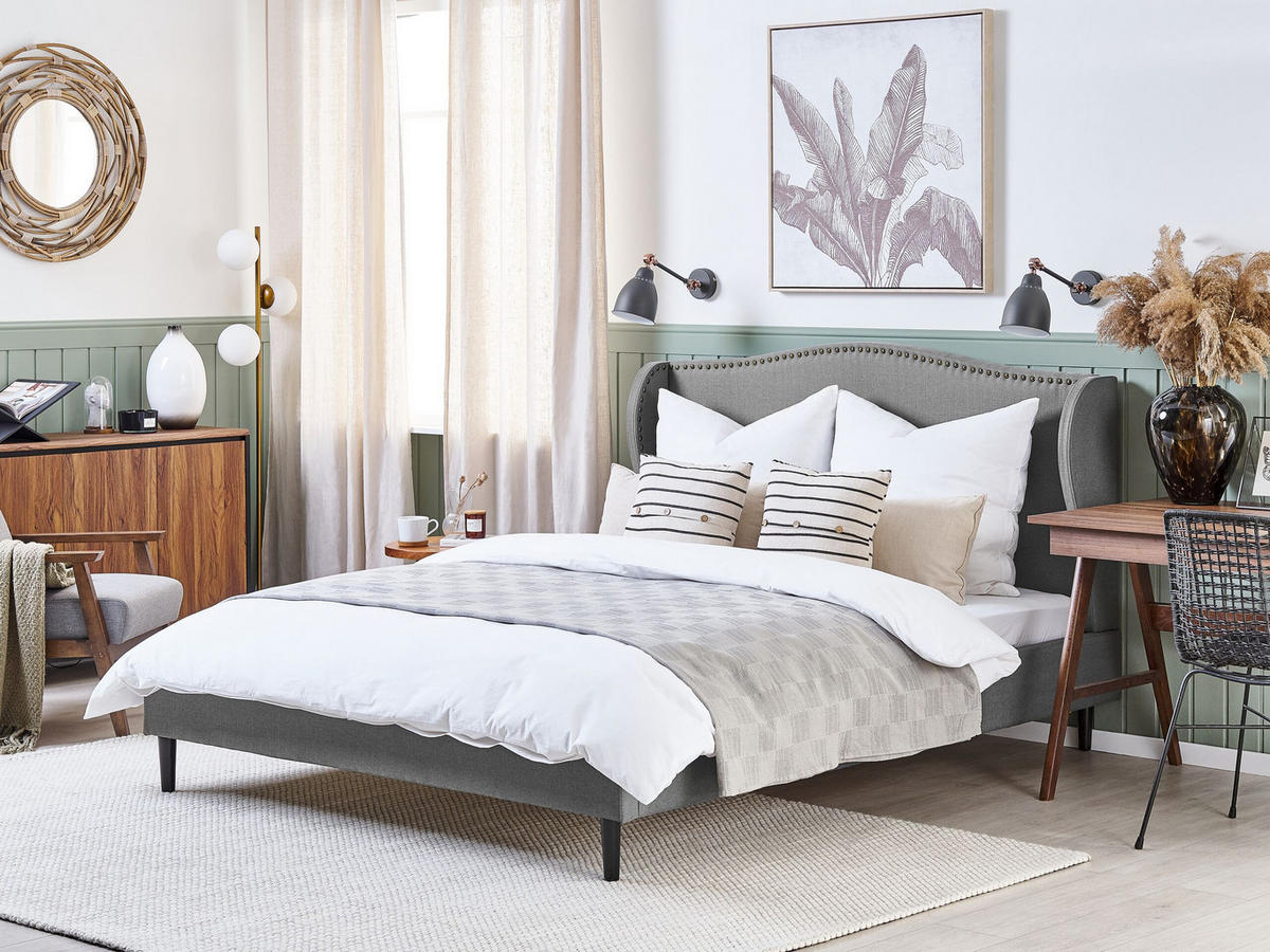 POLSTERBETT 180/200cm Grau Colmar - Grau, Textil (180/200cm) - Beliani